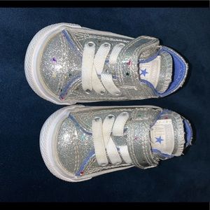 silver glitter infant converse
